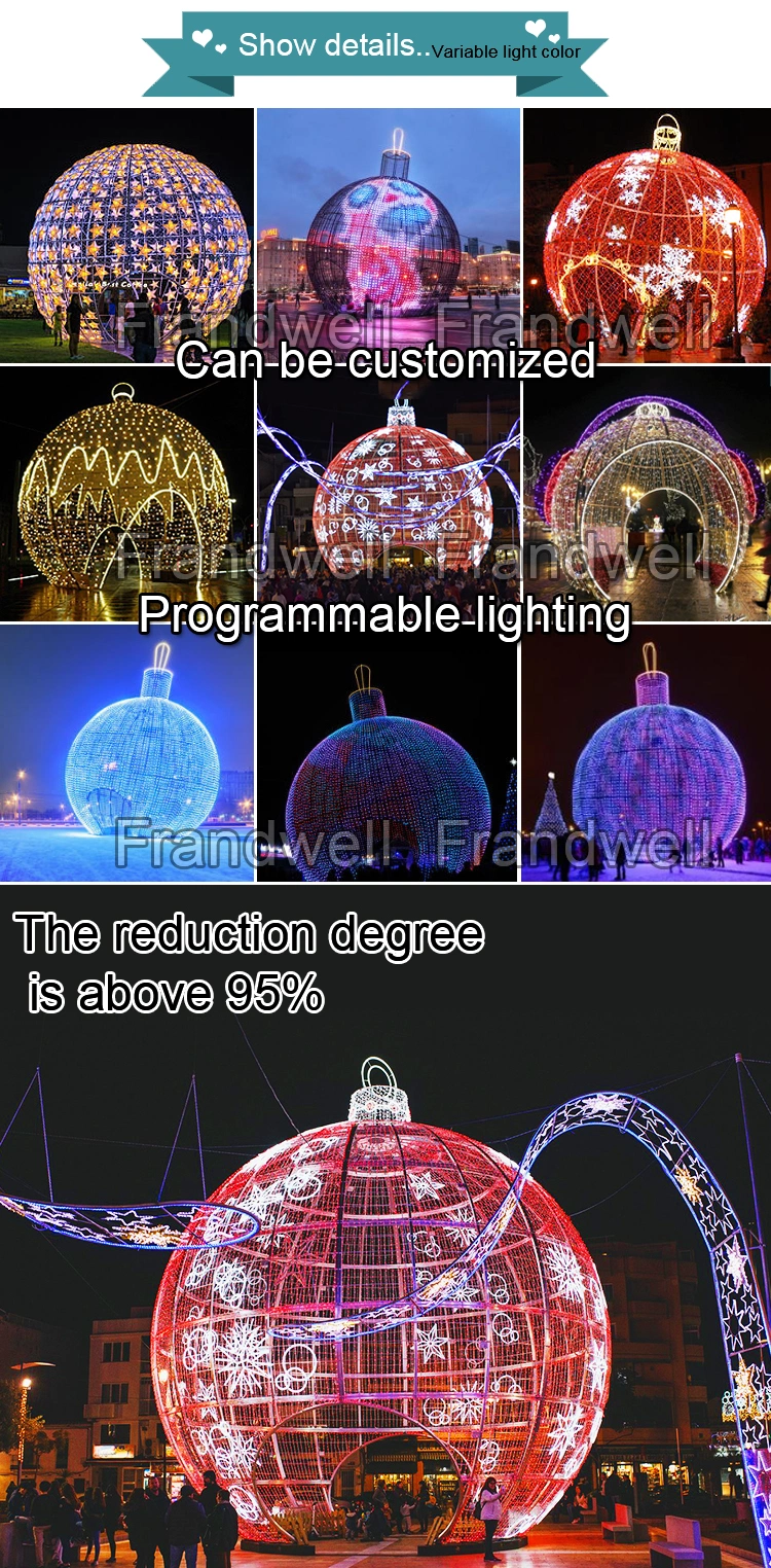 Commercial Christmas Decoration Walk Through Giant Arch LED Christmas Ball Motif Lights for Sale