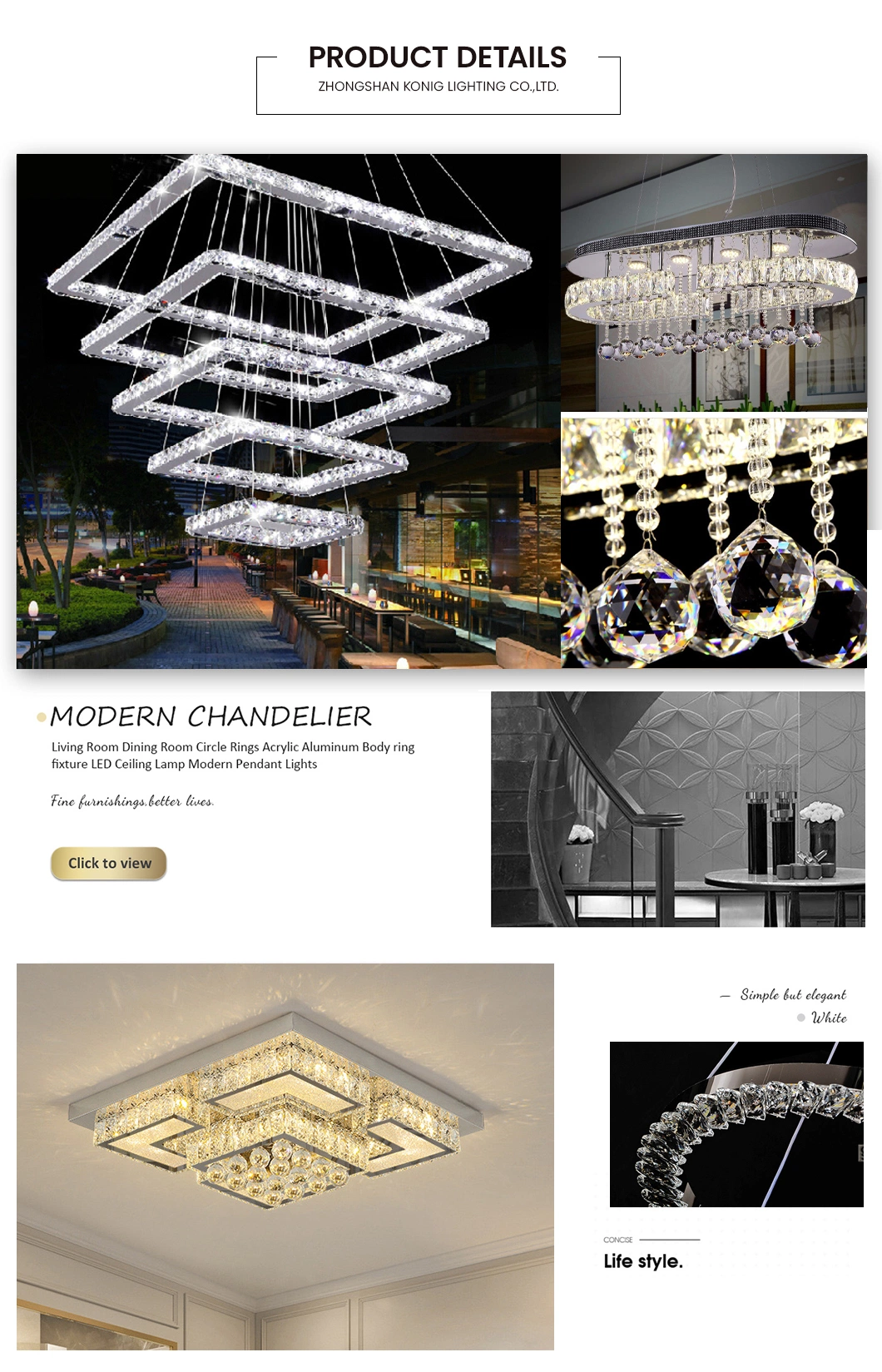 Cn8035-L1000*W290 Oval Luxury Crystal Pendent Light Decoration for Long Dining Table Rings Elegant Crystal LED Chandelier