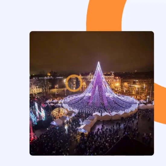 Árbol de Navidad gigante artificial de 10 m y luces LED para decoración cuadrada