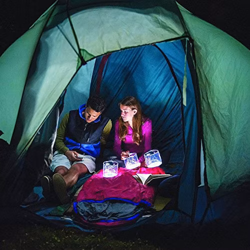 Iluminación LED para viajes al aire libre, linterna plegable portátil, luz inflable Solar, luz superbrillante para tienda de campaña