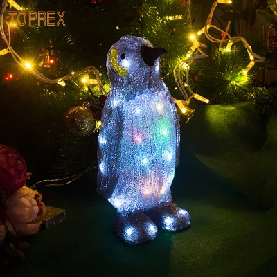 Toprex Decor 3D acrílico alto brillo diseño de iluminación Navidad iluminado pingüino animado exhibición al aire libre luz Animal